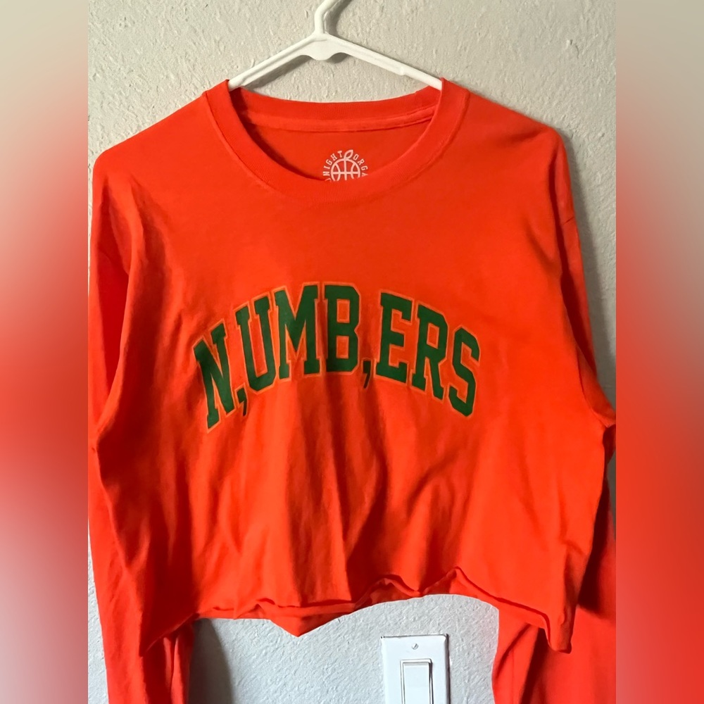 Midnight Organic Numbers Cropped Long Sleeve - Size Medium